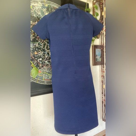 VTG 60’s Butte Knit Poly Midi Blue Mod Dress. M/L. Short sleeve. USA Union made. - Picture 3 of 13